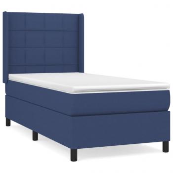 Boxspringbett mit Matratze Blau 90x200 cm Stoff