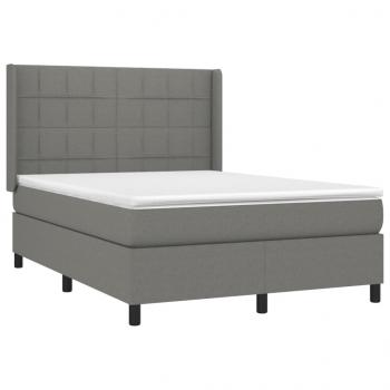 Boxspringbett mit Matratze Dunkelgrau 140x190 cm Stoff