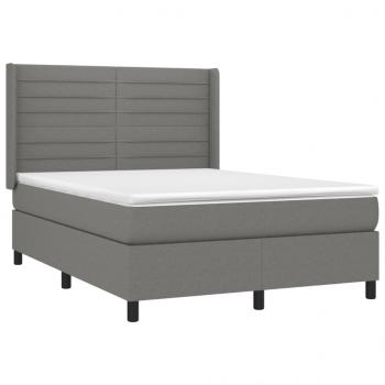 Boxspringbett mit Matratze Dunkelgrau 140x200 cm Stoff