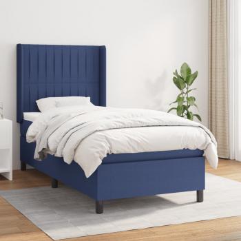 ARDEBO.de - Boxspringbett mit Matratze Blau 90x190 cm Stoff