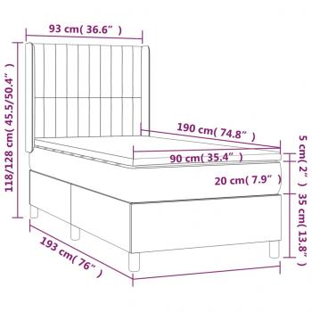 Boxspringbett mit Matratze Blau 90x190 cm Stoff