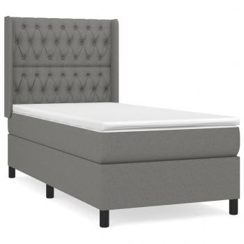 Boxspringbett mit Matratze Dunkelgrau 90x190 cm Stoff