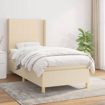 ARDEBO.de - Boxspringbett mit Matratze Creme 90x190 cm Stoff