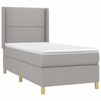 Boxspringbett mit Matratze Hellgrau 100x200 cm Stoff