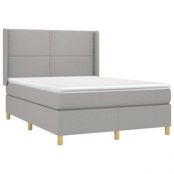 Boxspringbett mit Matratze Hellgrau 140x190 cm Stoff