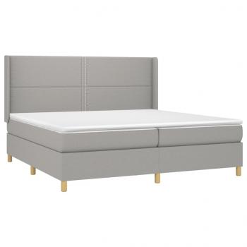 Boxspringbett mit Matratze Hellgrau 200x200 cm Stoff