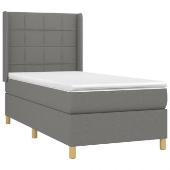 Boxspringbett mit Matratze Dunkelgrau 90x190 cm Stoff