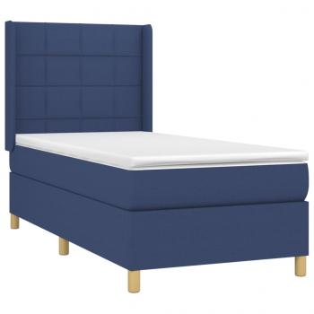 Boxspringbett mit Matratze Blau 90x200 cm Stoff