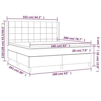 Boxspringbett mit Matratze Hellgrau 160x200 cm Stoff