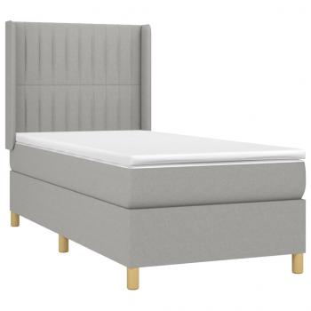 Boxspringbett mit Matratze Hellgrau 90x190 cm Stoff