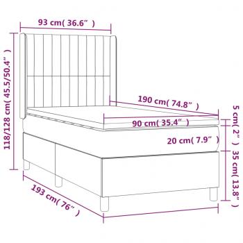 Boxspringbett mit Matratze Hellgrau 90x190 cm Stoff