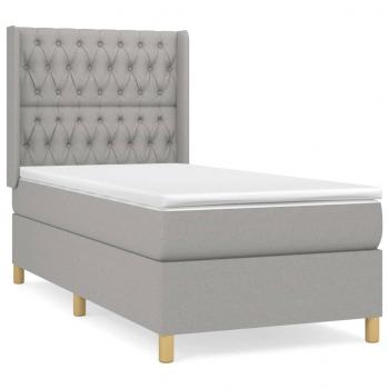 Boxspringbett mit Matratze Hellgrau 90x190 cm Stoff