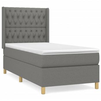 Boxspringbett mit Matratze Dunkelgrau 90x200 cm Stoff