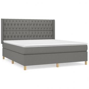 Boxspringbett mit Matratze Dunkelgrau 180x200 cm Stoff