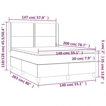 Boxspringbett mit Matratze Dunkelgrau 140x200 cm Samt