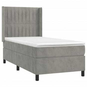 Boxspringbett mit Matratze Hellgrau 80x200 cm Samt