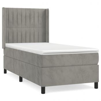 Boxspringbett mit Matratze Hellgrau 90x190 cm Samt