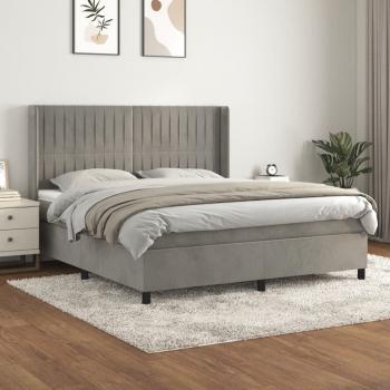 ARDEBO.de - Boxspringbett mit Matratze Hellgrau 160x200 cm Samt