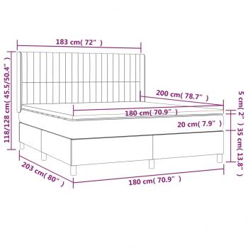 Boxspringbett mit Matratze Hellgrau 180x200 cm Samt