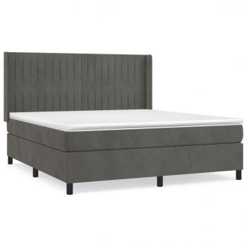 Boxspringbett mit Matratze Dunkelgrau 180x200 cm Samt