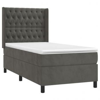 Boxspringbett mit Matratze Dunkelgrau 90x190 cm Samt