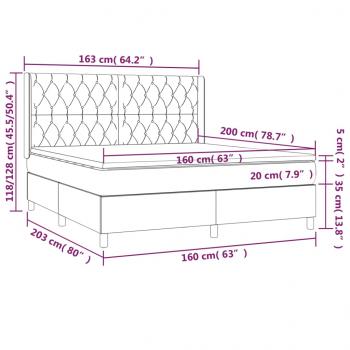 Boxspringbett mit Matratze Hellgrau 160x200 cm Samt