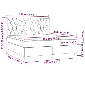 Boxspringbett mit Matratze Dunkelgrau 160x200 cm Samt