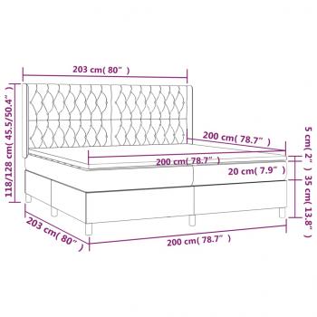 Boxspringbett mit Matratze Dunkelgrau 200x200 cm Samt