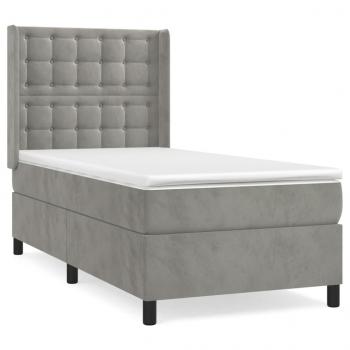 Boxspringbett mit Matratze Hellgrau 90x190 cm Samt