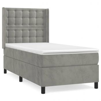 Boxspringbett mit Matratze Hellgrau 90x200 cm Samt