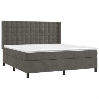 Boxspringbett mit Matratze Dunkelgrau 160x200 cm Samt