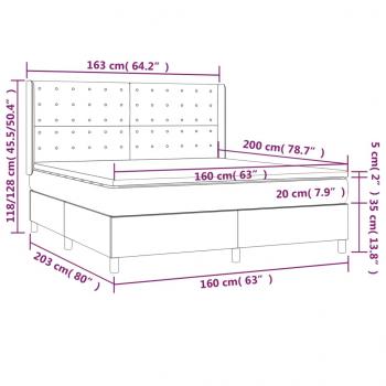 Boxspringbett mit Matratze Dunkelgrau 160x200 cm Samt