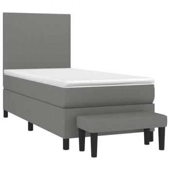 Boxspringbett mit Matratze Dunkelgrau 90x200 cm Stoff