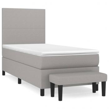 Boxspringbett mit Matratze Hellgrau 100x200 cm Stoff