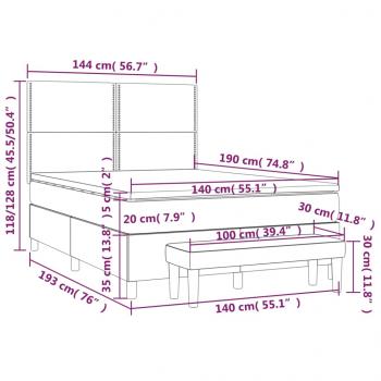 Boxspringbett mit Matratze Hellgrau 140x190 cm Stoff