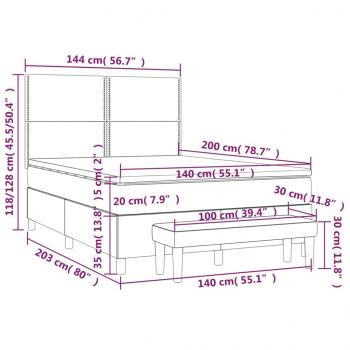 Boxspringbett mit Matratze Dunkelbraun 140x200 cm Stoff