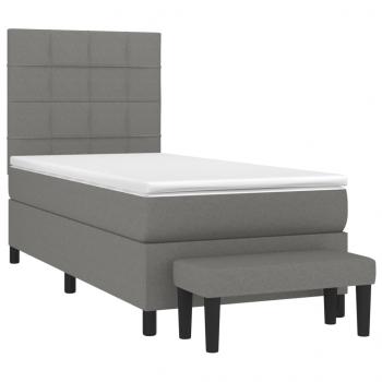 Boxspringbett mit Matratze Dunkelgrau 90x200 cm Stoff