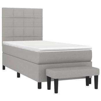 Boxspringbett mit Matratze Hellgrau 100x200 cm Stoff