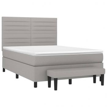 Boxspringbett mit Matratze Hellgrau 140x190 cm Stoff