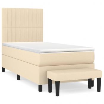 Boxspringbett mit Matratze Creme 90x190 cm Stoff