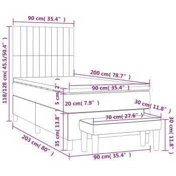 Boxspringbett mit Matratze Schwarz 90x200 cm Stoff