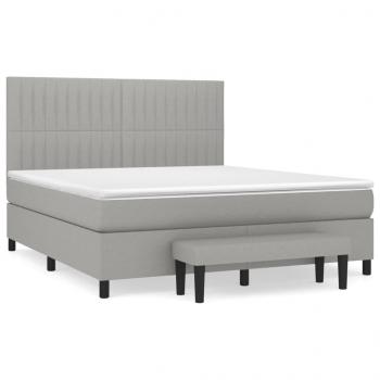 Boxspringbett mit Matratze Hellgrau 180x200 cm Stoff