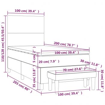 Boxspringbett mit Matratze Hellgrau 100x200 cm Stoff