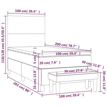 Boxspringbett mit Matratze Dunkelgrau 100x200 cm Stoff