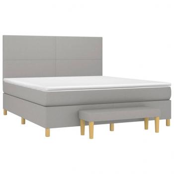 Boxspringbett mit Matratze Hellgrau 180x200 cm Stoff