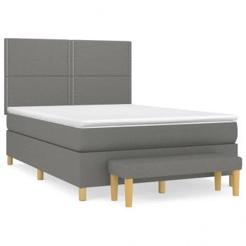 Boxspringbett mit Matratze Dunkelgrau 140x200 cm Stoff