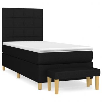 Boxspringbett mit Matratze Schwarz 90x190 cm Stoff