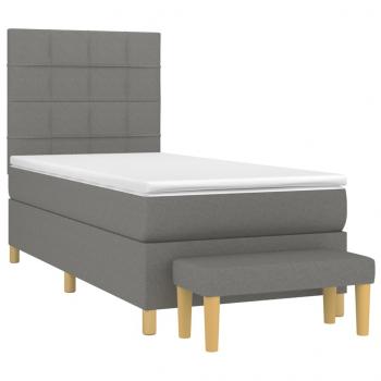 Boxspringbett mit Matratze Dunkelgrau 90x200 cm Stoff