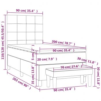 Boxspringbett mit Matratze Blau 90x200 cm Stoff