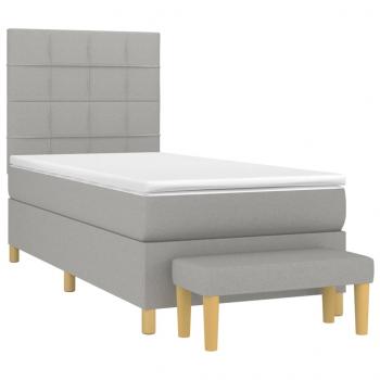 Boxspringbett mit Matratze Hellgrau 100x200 cm Stoff